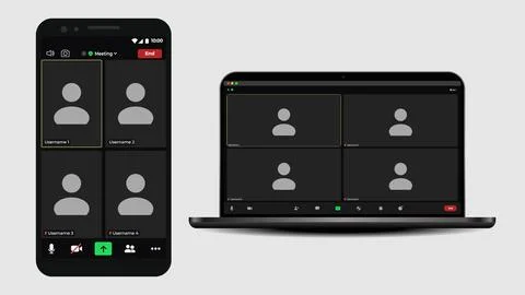 Template video conference user interface. Application for social communication Stock Illustration
