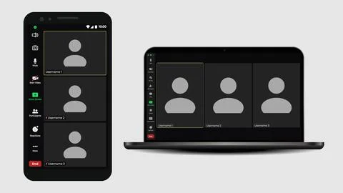 Template video conference user interface. Application for calls. Videocall Stock Illustration