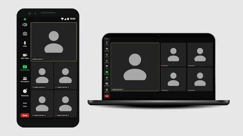 Template video conference user interface. Video calls window overlay. Video Stock Illustration