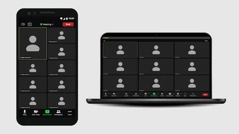 Template video conference user interface. Application for social communication Stock Illustration