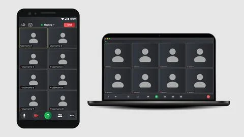 Template video conference user interface. Online conference meeting. Call Window Stock Illustration