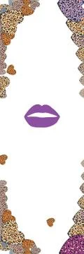 Template violet lips Stock Illustration