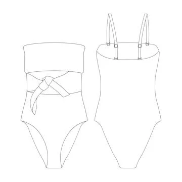 Template warp strapless swimsuit vector illustration flat design outline cl.. Stock Illustration