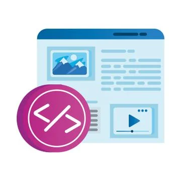 Template webpage window with program button Stock-Illustration
