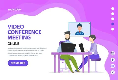 Template of website or webpage for online meeting via Internet. People Stockillustratie