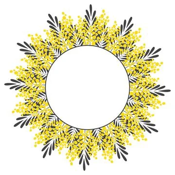 Template for wedding invitation with mimosa. Rectangular frame with space f.. Stock-Illustration