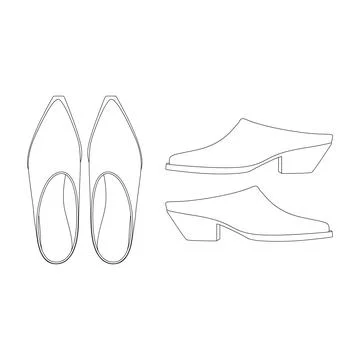Template western mules vector illustration flat design outline clothing col.. Stock Illustration