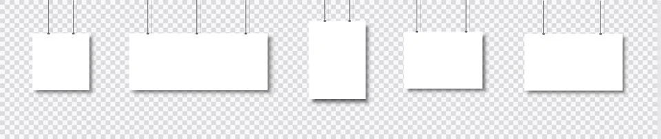 Template of white blank vector posters. Set of mockups hanging on the wall Illustrazione stock