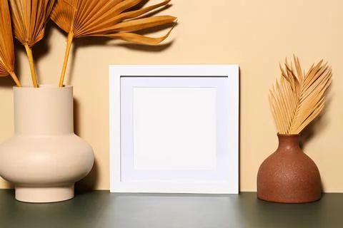 Template with white picture frame Stock Photos