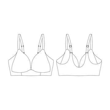 Template wireless lightly lined bra vector illustration flat design outline.. Stock Illustration