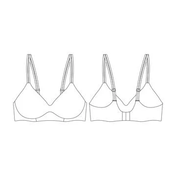 Template wireless lightly lined bra vector illustration flat design outline.. Stock Illustration
