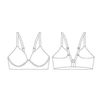 Template wireless push up bra vector illustration flat design outline cloth.. Stock Illustration