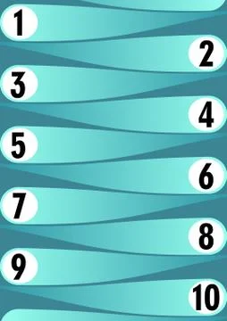 Template for working process in ten steps, light green abstract tear shapes on Stock Illustration