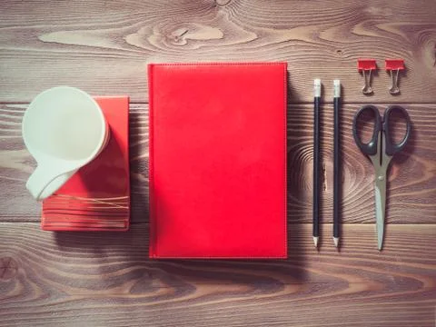Template of workplace in the office Stock Photos
