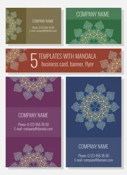 Templates with Arabesque mandala Stock Illustration