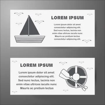 Templates on boating theme for cards or banners Stock Illustration