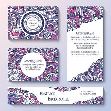 Templates of corporate Identity set with doodles abstract ornament. Vector Stock Illustration