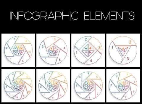 Templates for infograpchic cyclic processes, step by step, colorful  lines, p Stock Illustration