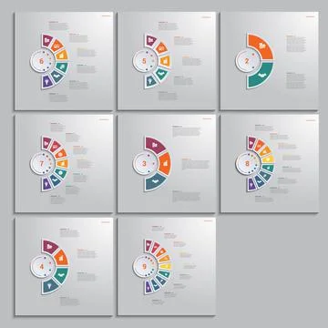 Templates infographic 2 3 4 5 6 7 8 9 positions for text area. diagram with m Illustrazione stock