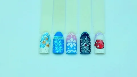 Templates of nails on a winter subject Stock Footage 76822907