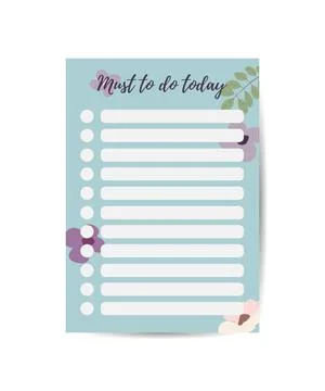 Templates for notes to do list with flower ornament to do list stationary wit Stock Illustration