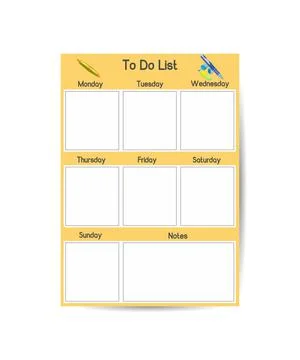 Templates for notes to do list. Organiser and Schedule with place for Notes a Stock Illustration