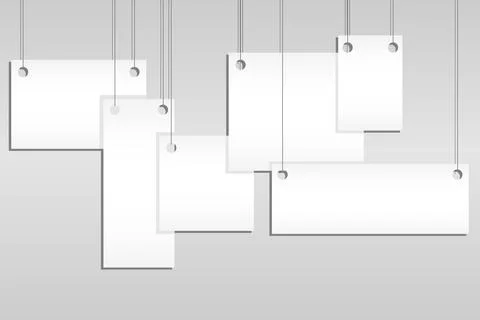 Templates of posters or empty hanging photo frames isolated on a gray Illustrazione stock