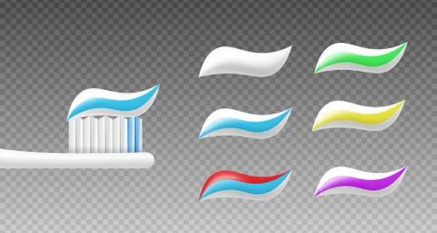 Templates of toothbrush with toothpaste realistic vector illustration isolated. Stock Illustration