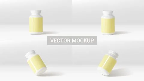 Templates of white bottles with pills Stock Illustration
