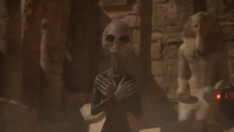 Temple of the aliens, the queen's dance ignites ancient power Stock Footage 292920151