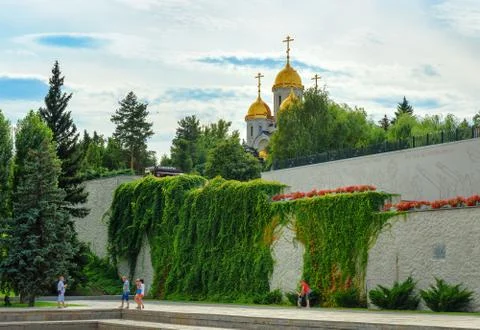 Temple of All Saints. Memorial complex Mamayev Kurgan in Volgograd Foto stock