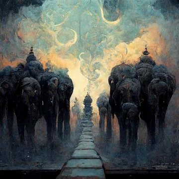 TEMPLE ALONG THE ROAD Stock Illustration