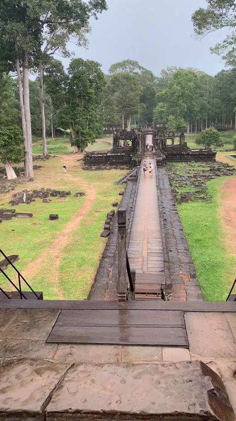 Temple in Angkor on rainy day Stock Footage 340885714