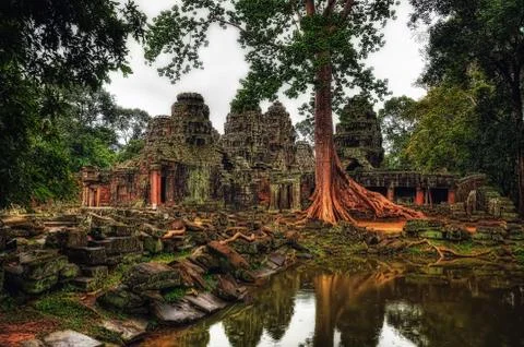 Temple in Ankor Wat Stock Photos
