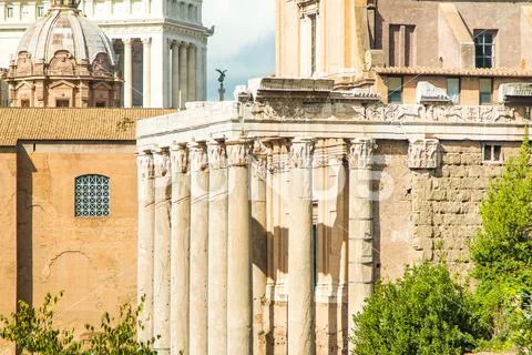 Temple of Antoninus and Faustina, Forum Romanom (Roman Forum), Rome, Italy Stock Photos