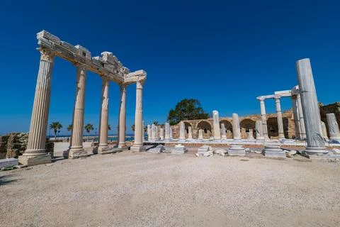 Temple of Apollo Columns in Side Stock Photos