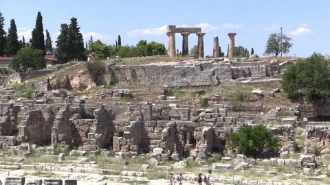 Temple of Apollo. Corinth, Greece. 스톡 동영상 99055051