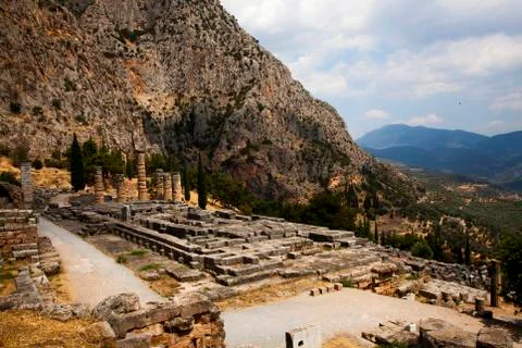 The temple of Apollo, delphi, greece Stock Photos