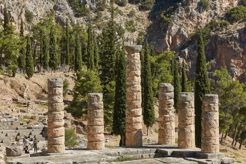 The Temple of Apollo at Delphi Greece Stock Photos