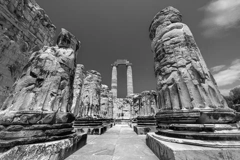 The Temple of Apollo in Didim Stock Photos