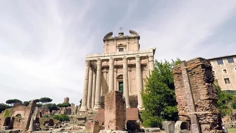 Temple of Apollo - Forum in Rome - Ancient roman ruins 스톡 동영상 130755554
