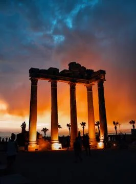 Temple of Apollo in Side against dramatic sky Stock Photos