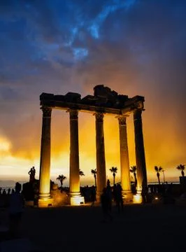 Temple of Apollo in Side at sunset Stock Photos