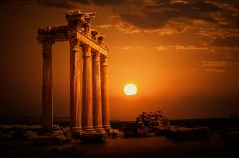 Temple of apollo on sunset Stock Photos