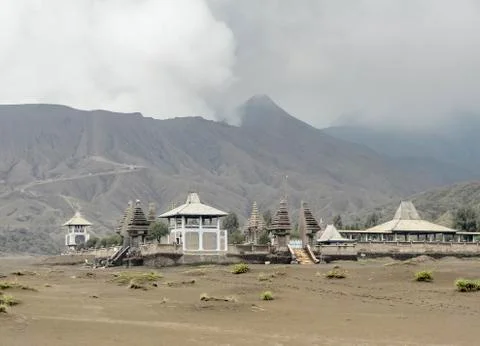 Temple around Mount Bromo in Java Stock Photos