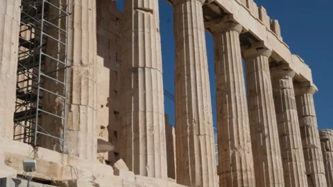 Temple of Athena Nike with columns on the Acropolis in Athens, Greece. Fully Stock Footage 301292997