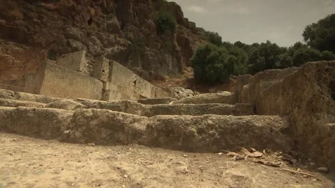 Temple of Augustus Remnants, Ancient Caesarea Philippi, Golan Heights Stock Footage 324819639