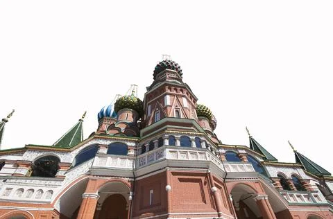 Temple of Basil the Blessed, Red Square, Moscow, Russia. Carved on white. Stock Photos