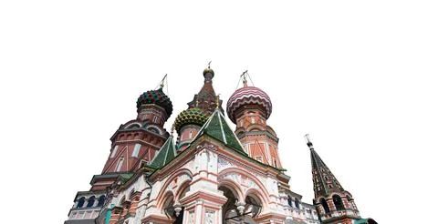 Temple of Basil the Blessed, Red Square, Moscow, Russia. Carved on white. Stock Photos