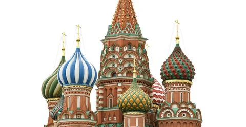 Temple of Basil the Blessed, Red Square, Moscow, Russia. Carved on white. Stock Photos